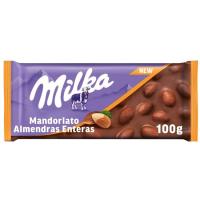 Chocolate con almendras enteras MILKA, tableta 100 g