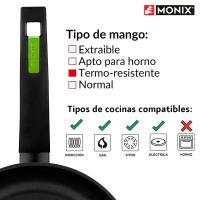 Sartén de aluminio forjado, apta para todo tipo de cocinas, Green MONIX, Ø30 cm