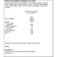 Aritos con miel bio ECOCESTA, bolsa 330 g