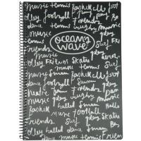 Cuaderno Folio, Cuadricula 4x4, Tapa Plástico Negro, 80 hojas 90g OCEAN'S WAVE