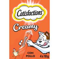 Snack Creamy pollo para gato CATISFACTIONS, pack 4x10 g