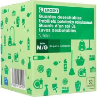 Guante de nitrilo desechable Talla M/G EROSKI, caja 30 uds