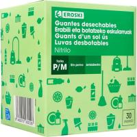 Guante de nitrilo desechable Talla S/M EROSKI, caja 30 uds