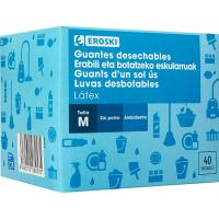 Guante de latex desechable Talla M EROSKI, caja 40 uds