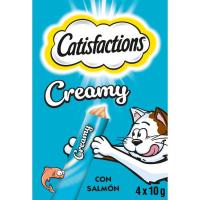 Snack Creamy salmón para gato CATISFACTIONS, pack 4x10 g
