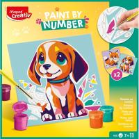 Set pinturas acrílicas con dos cuadros numerados perro y zorro MAPED