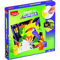 Set pinturas acrílicas con dos cuadros numerados loro y mariposa MAPED