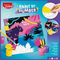 Set pinturas acrílicas con dos cuadros numerados leopardo y pájaro MAPED