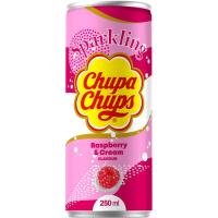 Refresco sabor frambuesa y nata CHUPA CHUPS, lata 25 cl