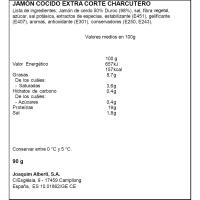 Jamón cocido extra 50% duroc 98% cárnico LA SELVA, bandeja 90 g