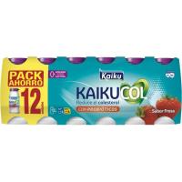 Leche fermentada desnatada zero de fresa KAIKUCOL, pack 12x65 ml