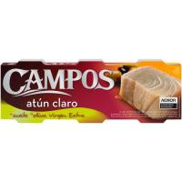 Atún claro en aceite de oliva virgen CAMPOS, pack 3x65 g