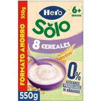 Papilla 8 cereales bio HERO, caja 550 g