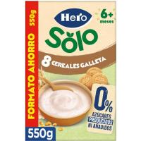 Papilla 8 cereales galleta bio HERO, caja 550 g