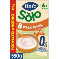 Papilla 8 cereales miel bio HERO, caja 550 g