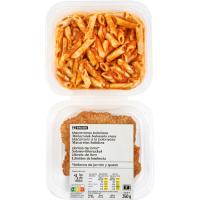 Macarrones-libritos de lomo, jamón-queso EROSKI, bandeja 350 g Macarrones-libritos de lomo, jamón-queso EROSKI, bandeja 350 g