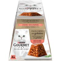 Alimento de salmón en gelatina para gato GOURMET, pack 4x57 g