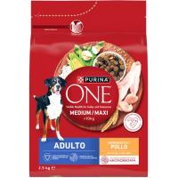 Alimento de pollo para perro mediano/max adulto ONE, saco 2,5 kg