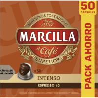 Café intenso compatible con Nespresso MARCILLA, caja 50 uds
