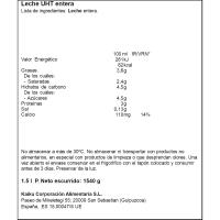 Leche entera KAIKU, botella 1,5 litros