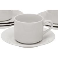 Set de taza de 200 ml con platillo, porcelana blanca VERSA Set de taza de 200 ml con platillo, porcelana blanca VERSA