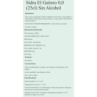 Sidra 0,0 EL GAITERO, botellín 25 cl