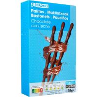 Palitos de chocolate con leche EROSKI, caja 90 g