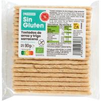 Tostada de arroz integral y trigo sarraceno EROSKI, paquete 90 g