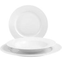 H&H Malibú portzelanazko baxera zuria, 18 pieza