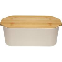Panera blanca con tabla de cortar de bambú VERSA, 33x18,5x12 cm