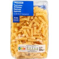 Pasta de espirales EROSKI, paquete 500 g