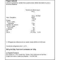 Yogur natural LA FAGEDA, pack 4x125 g