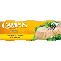 Atún en aceite girasol CAMPOS, pack 3x65 g