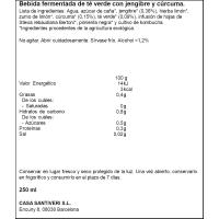 Kombucha cúrcuma bio SANTIVERI, botellín 250 ml