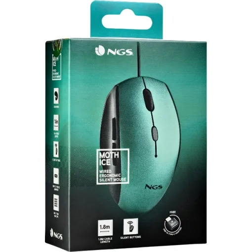 Ratón ergonómico con cable y botones silenciosos con adaptador USB a tipo C, NGS