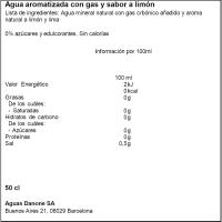 Agua con gas sabor limón FONTER, botellín 50 cl