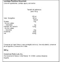 Lenteja pardina PEDRO LUIS, frasco 500 g