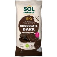 Tortas de arroz c/ chocolate negro Bio SOLNATURAL, paquete 100 g