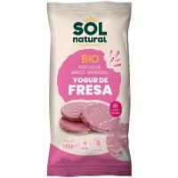 Tortas de arroz c/ yogurt de fresa Bio SOLNATURAL, paquete 100 g