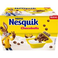 Yogur natural azucarado con chocoballs NESQUICK, pack 2x120 g