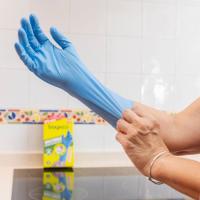 Guante nitrilo extralargo azul Talla S-M BAYECO, caja 20 uds