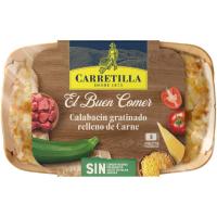 Calabacín gratinado relleno de carne CARRETILLA, bandeja 350 g Calabacín gratinado relleno de carne CARRETILLA, bandeja 350 g