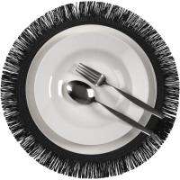 Mantel individual con flecos en negro VERSA, 38x38cm