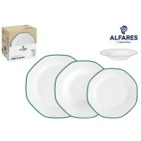 Vajilla de porcelana Alma verde ALFARES, 12 piezas