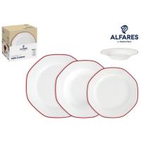 Vajilla de porcelana Alma rojo ALFARES, 12 piezas