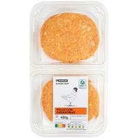Hamburguesa de pollo-zanahoria EROSKI, 6 uds, bandeja 480 g