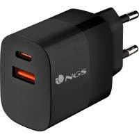 Cargador BUD de pared ultrarápido de 33 W con 2 puertos: 1 USB-C 1 USB-A, NGS Cargador BUD de pared ultrarápido de 33 W con 2 puertos: 1 USB-C 1 USB-A, NGS