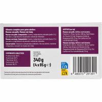 Mousses surtidas con pollo y buey para gato EROSKI, pack 4x85 g