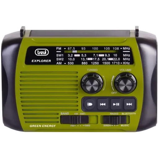 Portátil analógica solar negro y verde RA7F30BT TREVI