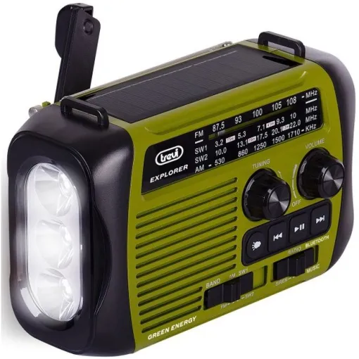 Portátil analógica solar negro y verde RA7F30BT TREVI Portátil analógica solar negro y verde RA7F30BT TREVI
